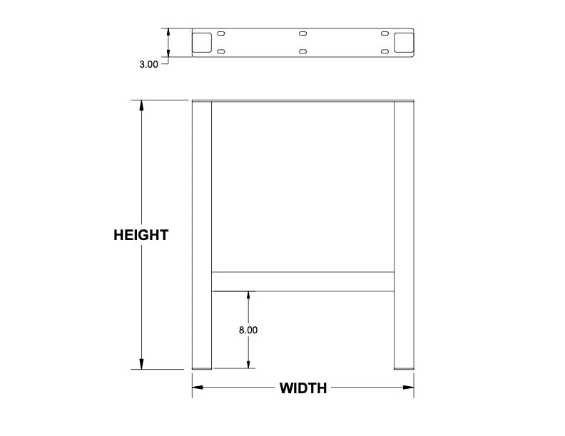 Customizable H Tube Table Leg - Black Powder Coat