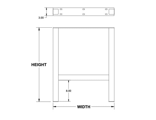 Customizable H Tube Table Leg - Black Powder Coat