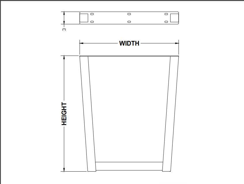 Customizable Trapezoid Wide Tube Leg - Raw Steel